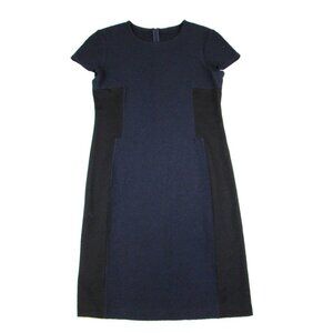 EUC St. John Color Block Knit Fitted Sheath Dress Navy & Black testured sz 10